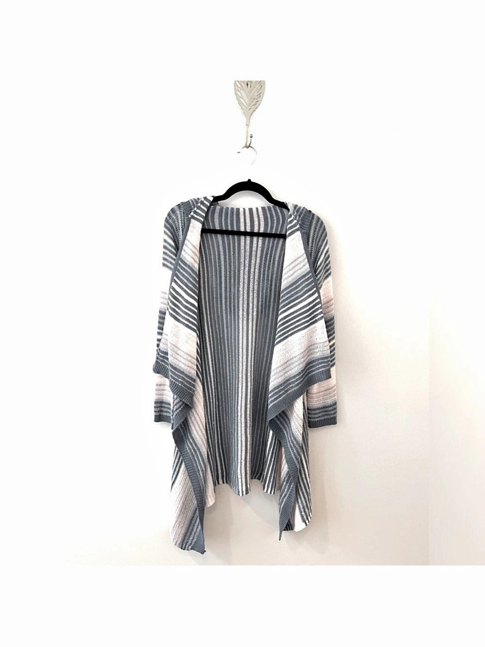 Striped Waterfall Cardigan in Blue & Pink